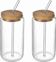 16oz Glass Can Cup with Bamboo Lid